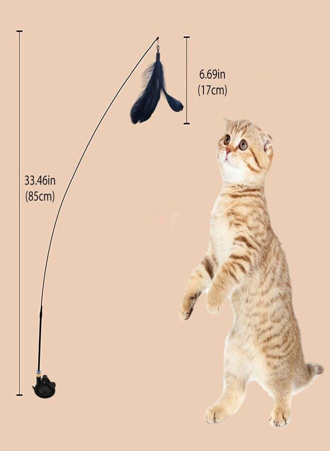 Qpets ألعاب القطط من كيو بيتس®، لعبة إثارة للقطط مع جرس، عصا لعب تفاعلية قابلة للتثبيت مع كوب شفط للقطط الصغيرة (قطعتان) - Image 3